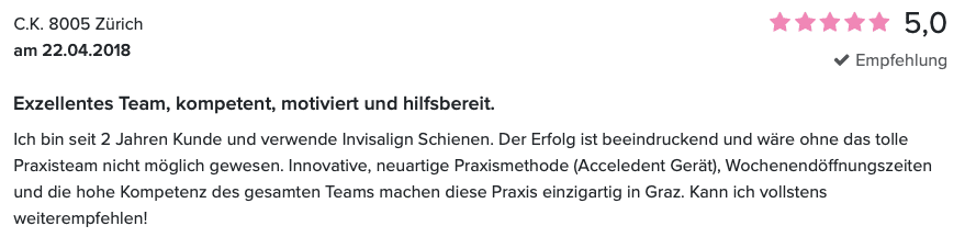 Herold Bewertung Dr. Justina Sabukoschek