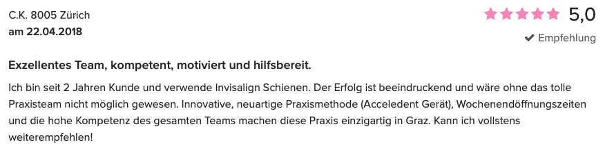 Herold Bewertung Dr. Justina Sabukoschek