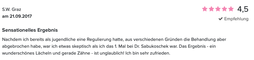 Herold Bewertung Dr. Justina Sabukoschek